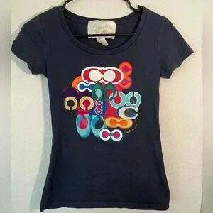 Coach Limited Edition Poppy Short Sleeve Vintage Y2K Tee Shirt Womens Size XS